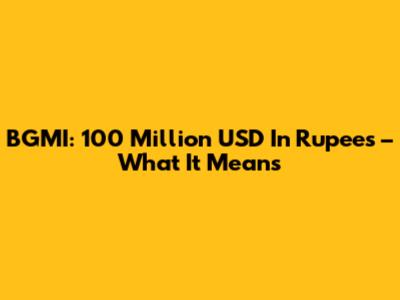 BGMI: 100 Million USD In Rupees – What It Means